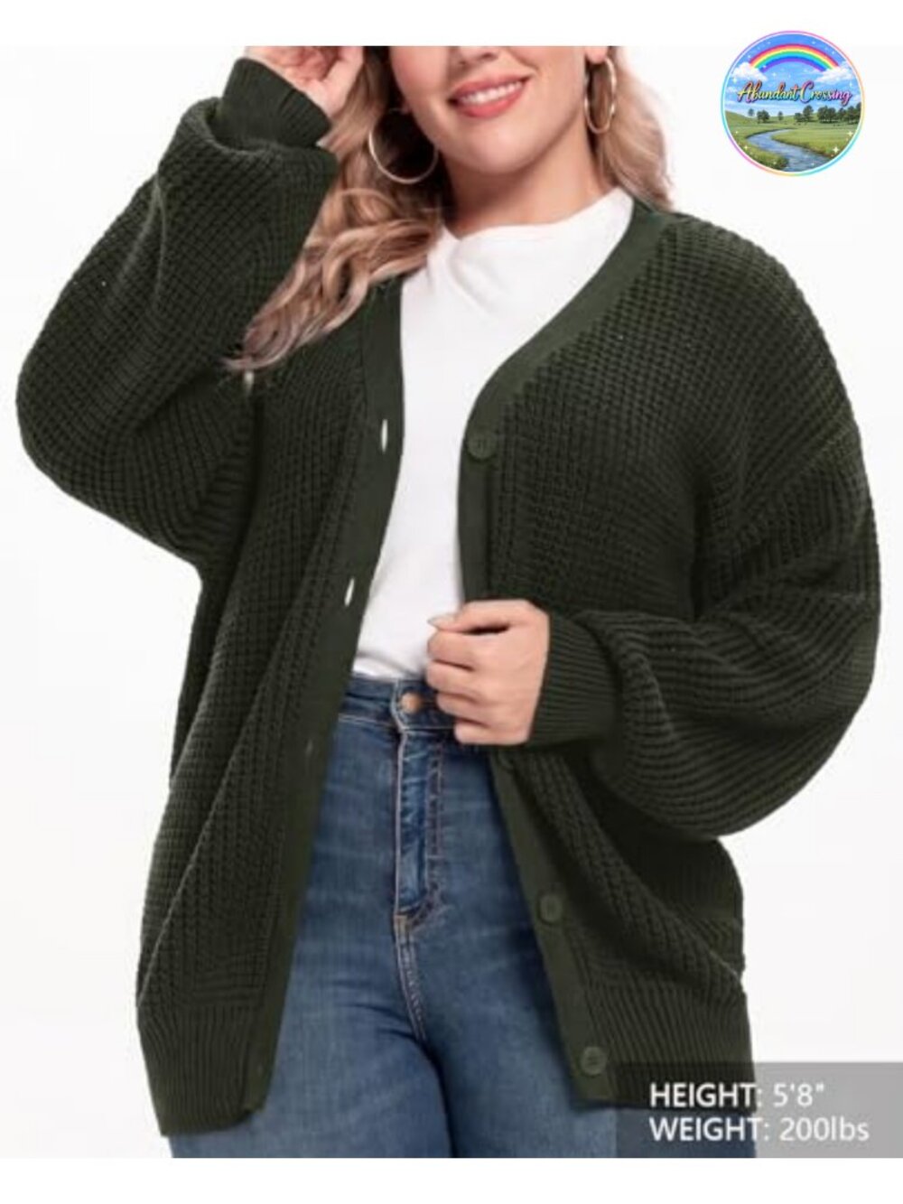 Women's Oversized 100% Cotton Cardigan Sweater - Classic Button Down V-Neck